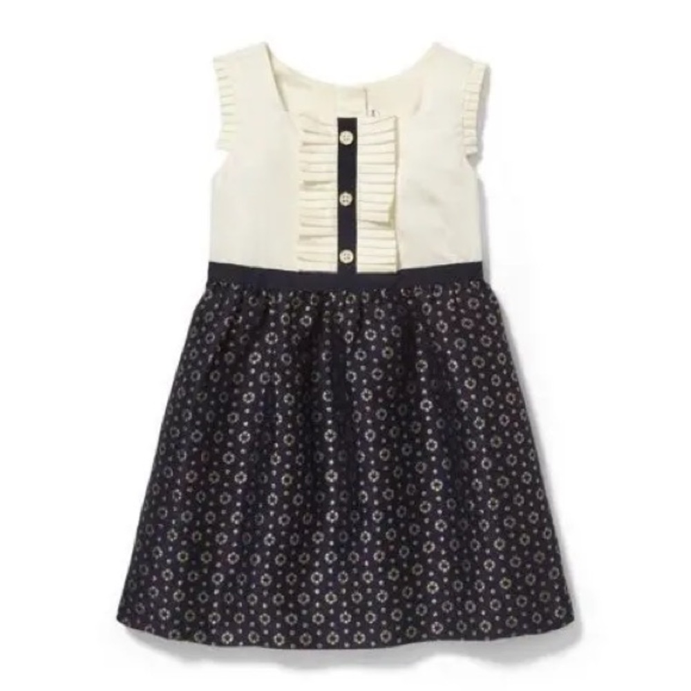 Janie and Jack Classic Ruffle Gold Shimmer Party Dress Navy Blue